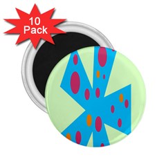 Starburst Shapes Large Circle Green Blue Red Orange Circle 2 25  Magnets (10 Pack)  by Alisyart