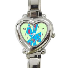 Starburst Shapes Large Circle Green Blue Red Orange Circle Heart Italian Charm Watch by Alisyart