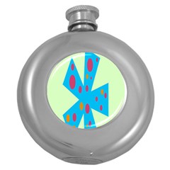 Starburst Shapes Large Circle Green Blue Red Orange Circle Round Hip Flask (5 Oz)