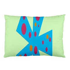 Starburst Shapes Large Circle Green Blue Red Orange Circle Pillow Case (two Sides)