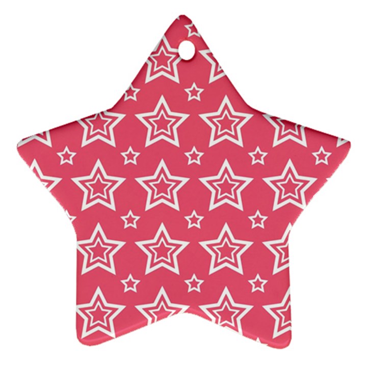 Star Pink White Line Space Star Ornament (Two Sides)