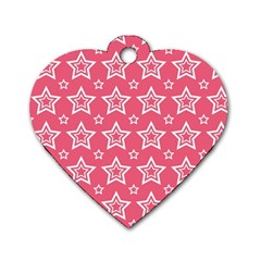 Star Pink White Line Space Dog Tag Heart (two Sides)