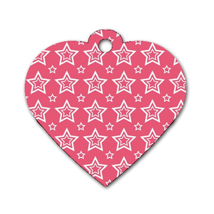 Star Pink White Line Space Dog Tag Heart (Two Sides)