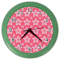 Star Pink White Line Space Color Wall Clocks by Alisyart