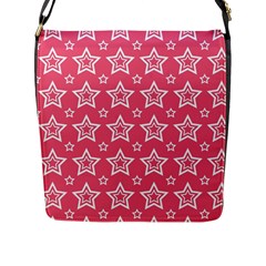 Star Pink White Line Space Flap Messenger Bag (l) 