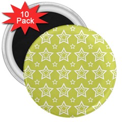 Star Yellow White Line Space 3  Magnets (10 Pack) 