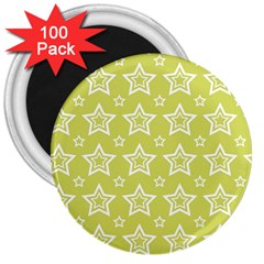 Star Yellow White Line Space 3  Magnets (100 Pack) by Alisyart