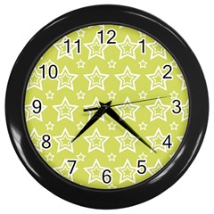 Star Yellow White Line Space Wall Clocks (black) by Alisyart