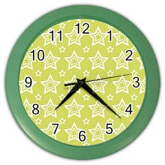 Star Yellow White Line Space Color Wall Clocks by Alisyart