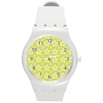 Star Yellow White Line Space Round Plastic Sport Watch (M) Front