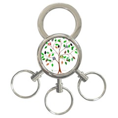 Tree Root Leaves Owls Green Brown 3-ring Key Chains by Simbadda