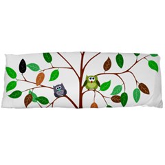 Tree Root Leaves Owls Green Brown Body Pillow Case (dakimakura) by Simbadda