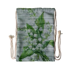 On Wood May Lily Of The Valley Drawstring Bag (small) by Simbadda