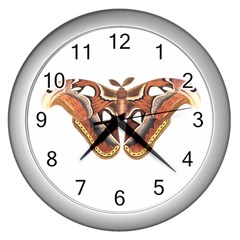 Butterfly Animal Insect Isolated Wall Clocks (silver) 