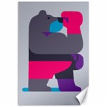 Strong Bear Animals Boxing Red Purple Grey Canvas 12  x 18   11.88 x17.36  Canvas - 1