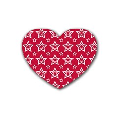 Star Red White Line Space Heart Coaster (4 Pack) 