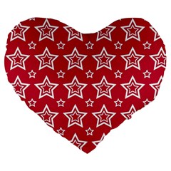 Star Red White Line Space Large 19  Premium Heart Shape Cushions