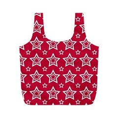 Star Red White Line Space Full Print Recycle Bags (m)  by Alisyart