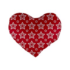 Star Red White Line Space Standard 16  Premium Flano Heart Shape Cushions by Alisyart