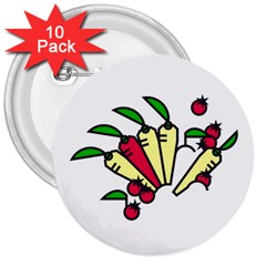 Tomatoes Carrots 3  Buttons (10 pack) 