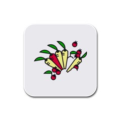 Tomatoes Carrots Rubber Square Coaster (4 pack) 