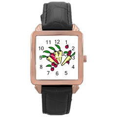 Tomatoes Carrots Rose Gold Leather Watch  by Alisyart