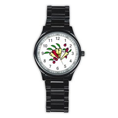 Tomatoes Carrots Stainless Steel Round Watch