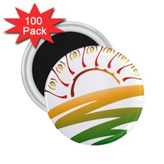 Sunset Spring Graphic Red Gold Orange Green 2 25  Magnets (100 Pack) 