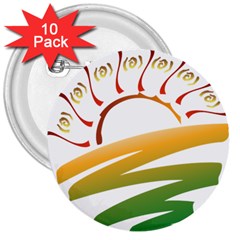 Sunset Spring Graphic Red Gold Orange Green 3  Buttons (10 Pack) 