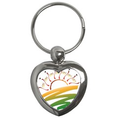 Sunset Spring Graphic Red Gold Orange Green Key Chains (heart)  by Alisyart