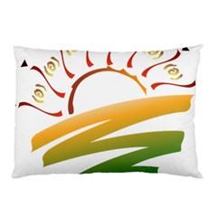 Sunset Spring Graphic Red Gold Orange Green Pillow Case