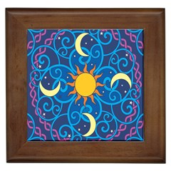 Sun Moon Star Space Purple Pink Blue Yellow Wave Framed Tiles by Alisyart