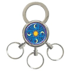 Sun Moon Star Space Purple Pink Blue Yellow Wave 3-ring Key Chains by Alisyart