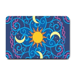 Sun Moon Star Space Purple Pink Blue Yellow Wave Small Doormat 