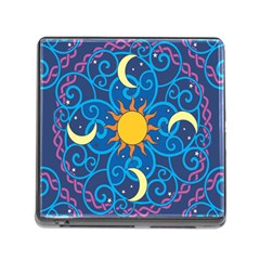 Sun Moon Star Space Purple Pink Blue Yellow Wave Memory Card Reader (square)