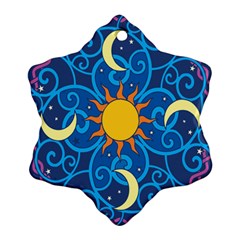 Sun Moon Star Space Purple Pink Blue Yellow Wave Ornament (snowflake)