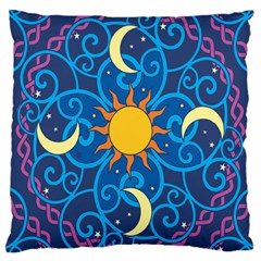 Sun Moon Star Space Purple Pink Blue Yellow Wave Large Cushion Case (one Side)