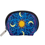 Sun Moon Star Space Purple Pink Blue Yellow Wave Accessory Pouches (Small)  Front