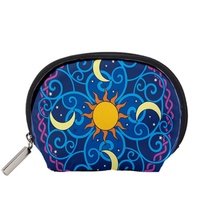 Sun Moon Star Space Purple Pink Blue Yellow Wave Accessory Pouches (Small) 