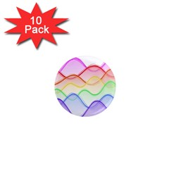 Twizzling Brain Waves Neon Wave Rainbow Color Pink Red Yellow Green Purple Blue 1  Mini Magnet (10 Pack) 