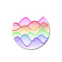 Twizzling Brain Waves Neon Wave Rainbow Color Pink Red Yellow Green Purple Blue Magnet 3  (round) by Alisyart