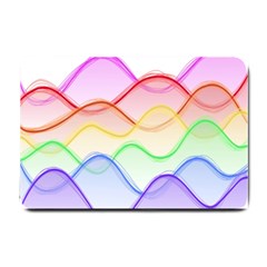 Twizzling Brain Waves Neon Wave Rainbow Color Pink Red Yellow Green Purple Blue Small Doormat  by Alisyart