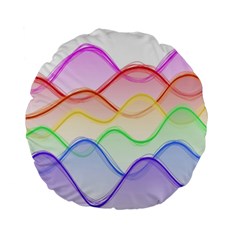 Twizzling Brain Waves Neon Wave Rainbow Color Pink Red Yellow Green Purple Blue Standard 15  Premium Round Cushions by Alisyart