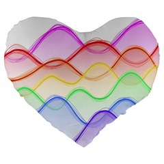 Twizzling Brain Waves Neon Wave Rainbow Color Pink Red Yellow Green Purple Blue Large 19  Premium Heart Shape Cushions