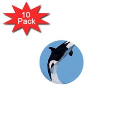 Whale Animals Sea Beach Blue Jump Illustrations 1  Mini Buttons (10 Pack)  by Alisyart