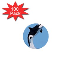 Whale Animals Sea Beach Blue Jump Illustrations 1  Mini Buttons (100 Pack)  by Alisyart