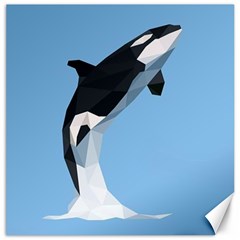 Whale Animals Sea Beach Blue Jump Illustrations Canvas 20  X 20   by Alisyart