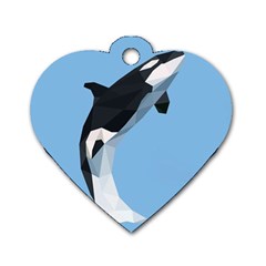 Whale Animals Sea Beach Blue Jump Illustrations Dog Tag Heart (one Side)