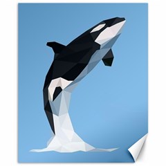 Whale Animals Sea Beach Blue Jump Illustrations Canvas 11  X 14  