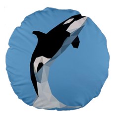 Whale Animals Sea Beach Blue Jump Illustrations Large 18  Premium Round Cushions by Alisyart